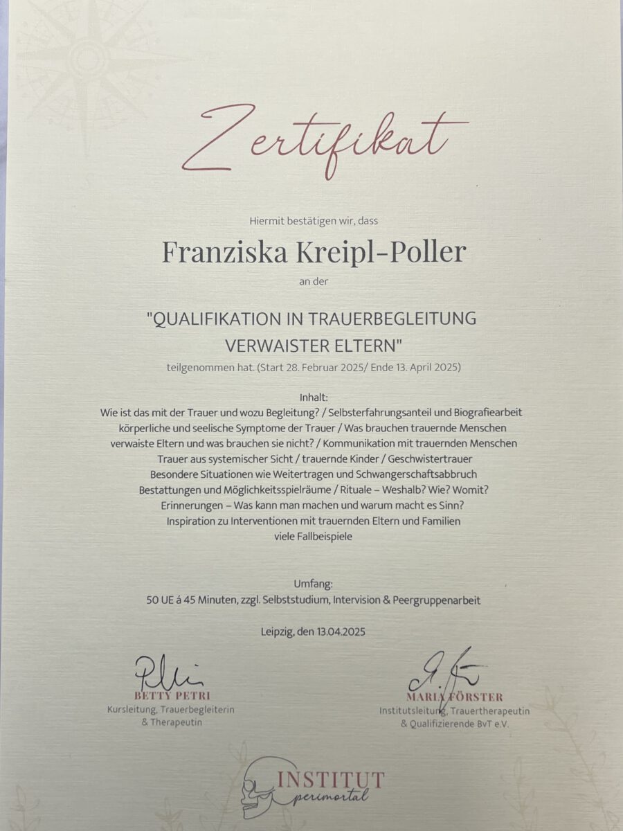 Zertifikat Trauerbegleiterin